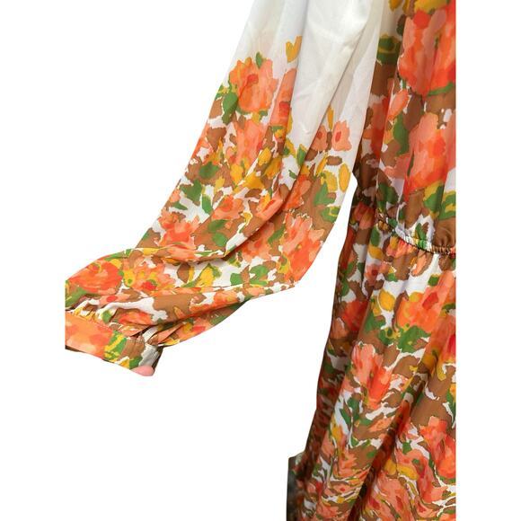 Anthropologie Vineet Bahl Floral Long-Sleeve Tiered Midi Maxi Dress - Picture 5 of 13